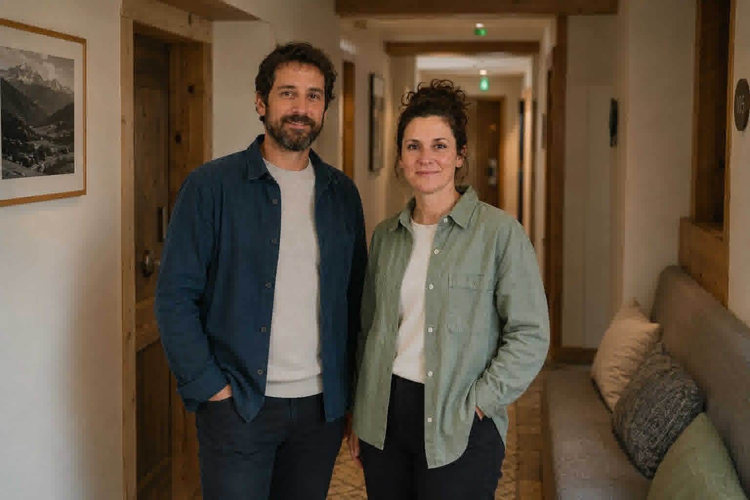 Laurent et Cécile, fondateurs de Damier Nettoyage, dans un établissement d’accueil